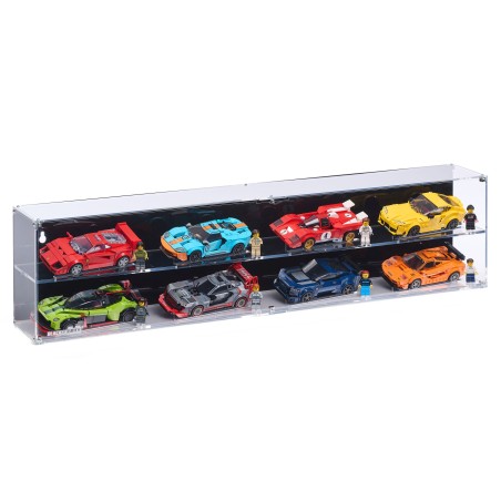 Wall mounted display case for 8x LEGO® Speed Champions Cars (2x4)