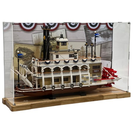 Display Case with wood for (21356) LEGO® Ideas: River Steamboat