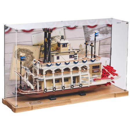 Display Case with wood for (21356) LEGO® Ideas: River Steamboat